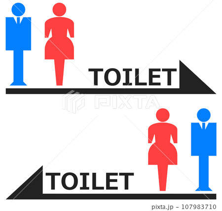 男子用トイレと女性用メイク室の案内を表示する看板のイラスト 107983710