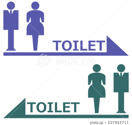 男子用トイレと女性用メイク室の案内を表示する看板のイラスト 107983711