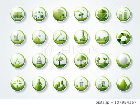 Crystal globe putting on moss, ESG icon for Environment Social and Governance, World sustainable environment concept. AI Generative. 107984367