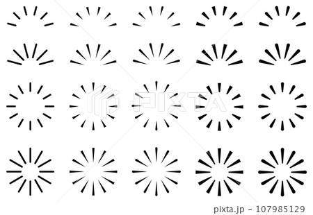 パッと消える消滅の強調マークのベクターイラストセット パッと消える消滅の強調マークのベクターイラストセット 107985129