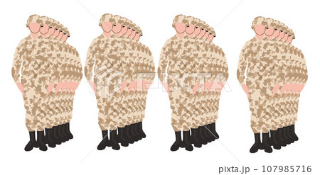 Salute soldier, saluting army soldier, saluting male army soldier vector illustration. Soldier line up 107985716