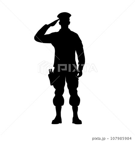 Salute soldier, silhouette of saluting army soldier, saluting male army soldier 107985984