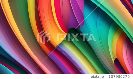 抽象的な流線型をモチーフにしたカラフルな壁紙 107986279