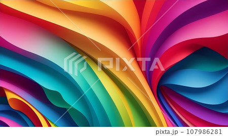 抽象的な流線型をモチーフにしたカラフルな壁紙 107986281