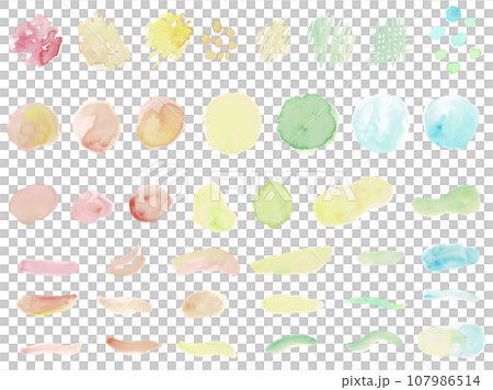 用水彩繪製的圓圈和抽象形狀的材料集 用水彩繪製的圓圈和抽象形狀的材料集 107986514