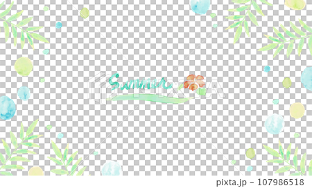 夏季風格的植物和圓點的清爽水彩背景素材 107986518