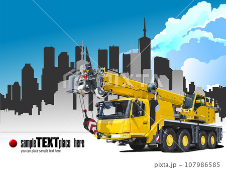 Auto construction crane on city background. Auto construction crane on city background. 107986585