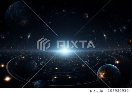 広大な宇宙と惑星と軌道のアブストラクト背景素材 AI画像 広大な宇宙と惑星と軌道のアブストラクト背景素材 AI画像 107986956