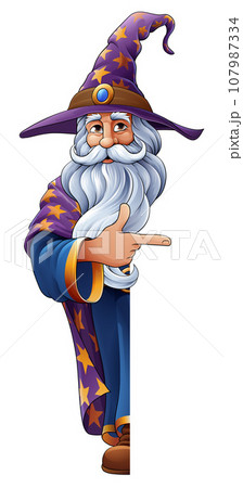 Wizard Merlin Cartoon Beard Magician Man Character 107987334