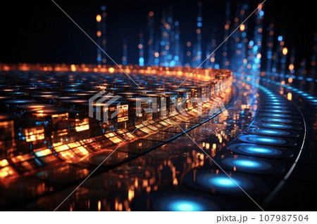 Big Data transfer. futuristic technology background. Generative AI Big Data transfer. futuristic technology background. Generative AI 107987504