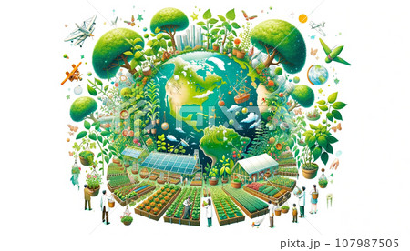 エコロジーと地球を中心に発芽する植物-Generative AI エコロジーと地球を中心に発芽する植物-Generative AI 107987505