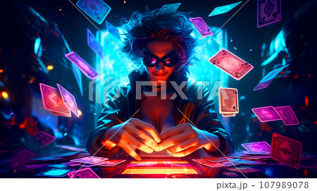 Illustration of entertainment and gambling in a luxury casino 107989078