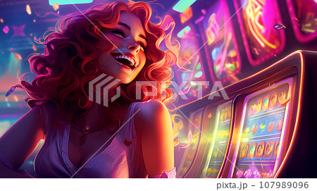 Illustration of entertainment and gambling in a luxury casino Illustration of entertainment and gambling in a luxury casino 107989096