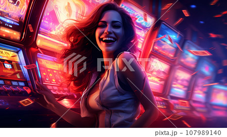 Illustration of entertainment and gambling in a luxury casino 107989140