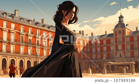 Illustration of beautiful view of the city of Madrid, Spain Illustration of beautiful view of the city of Madrid, Spain 107989196