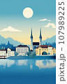Illustration of beautiful view of Lucerne, Switzerland 107989225