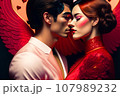 Illustration of people in a love relationship, red color of love 107989232