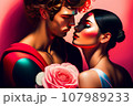 Illustration of people in a love relationship, red color of love 107989233