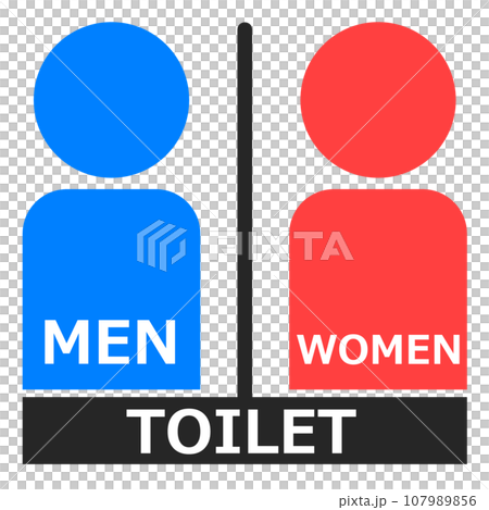 男子用トイレと女性用メイク室の案内を表示する看板のイラスト 男子用トイレと女性用メイク室の案内を表示する看板のイラスト 107989856