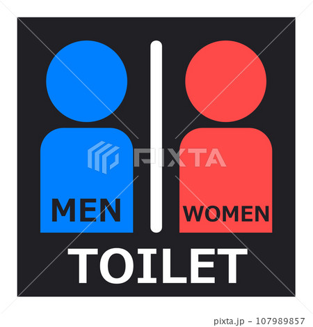 男子用トイレと女性用メイク室の案内を表示する看板のイラスト 107989857