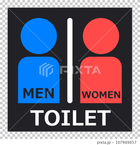 男子用トイレと女性用メイク室の案内を表示する看板のイラスト 107989857