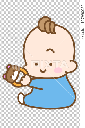 嬰兒坐著用撥浪鼓 107990083