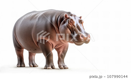 白背景　カバ　背景素材 107990144