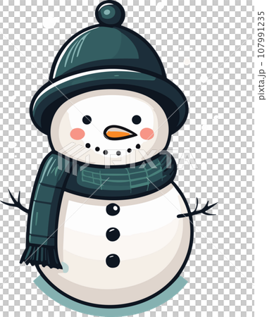 Whimsical Winter Charm with Adorable Snowman Whimsical Winter Charm with Adorable Snowman 107991235