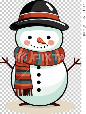 Whimsical Winter Charm with Adorable Snowman Whimsical Winter Charm with Adorable Snowman 107991237