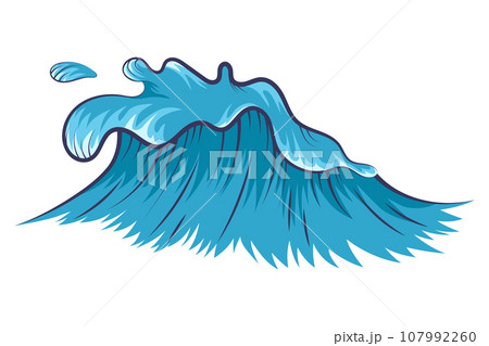 Vector ocean wave. Isolated water splash set in cartoon style. 107992260