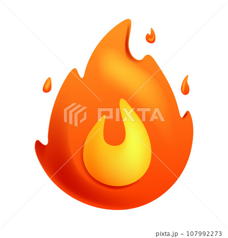 Fire flame 3d vector. Cartoon 3d isolated vector illustration 107992273