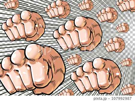 Gekiga manga style illustration of a diagonal angle rush punch 107992987