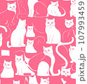かわいい猫のシームレスパターン 107993459