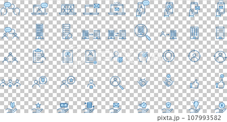 2色の青のビジネスに関するアイコンセット 107993582