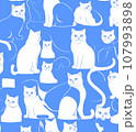 かわいい猫のシームレスパターン 107993898