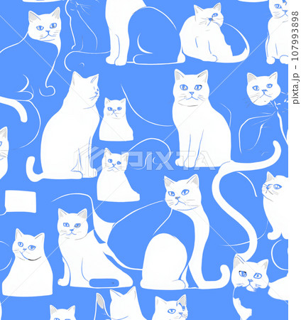 かわいい猫のシームレスパターン かわいい猫のシームレスパターン 107993898