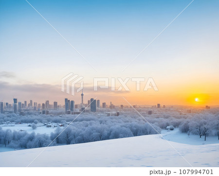 Generate AI. Landscape of the city on the winter season. wallpaper with AI. Generate AI. Landscape of the city on the winter season. wallpaper with AI. 107994701