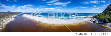 Aerial view of Noordhoek Long Beach in Cape Town, South Africa 107995147