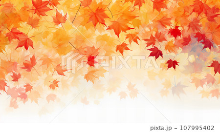 紅葉の水彩イラストイメージ　背景素材 107995402