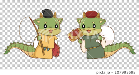 Dragon characters of Lord Ebisu and Lord Daikoku 107995698