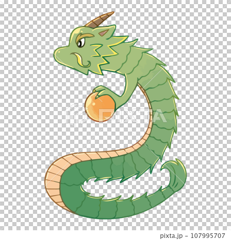 Illustration material of a dragon with a jewel 107995707