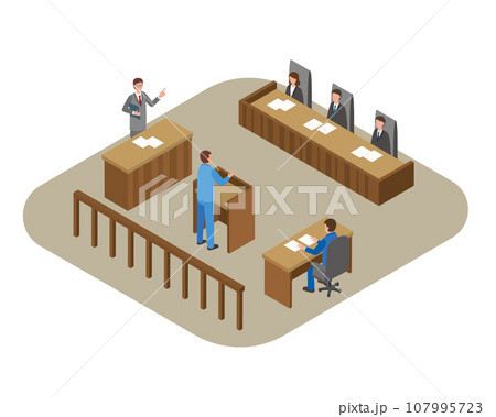 裁判と法廷のイメージイラスト 裁判と法廷のイメージイラスト 107995723