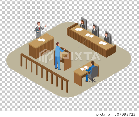 裁判と法廷のイメージイラスト 裁判と法廷のイメージイラスト 107995723