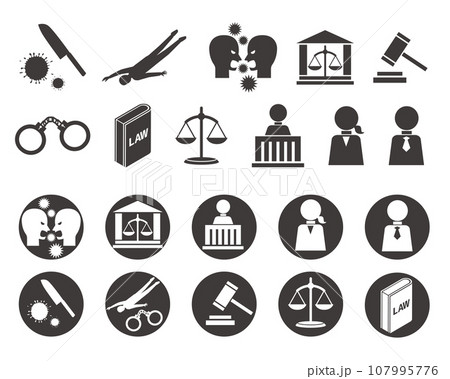 法律や事件のアイコンイラストセット 107995776