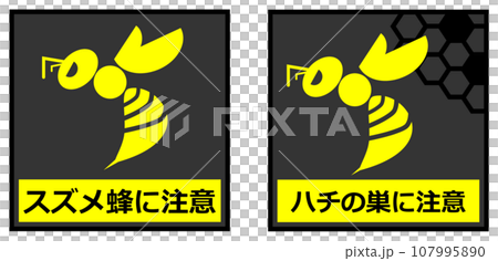 危険で獰猛なスズメ蜂の危険を知らせる警告看板イラスト 危険で獰猛なスズメ蜂の危険を知らせる警告看板イラスト 107995890