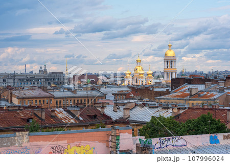 top view of the city roofs in the historical center of Saint Petersburg before the onset of a thunderstorm top view of the city roofs in the historical center of Saint Petersburg before the onset of a thunderstorm 107996024