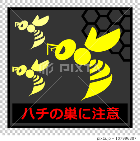 Warning signboard illustration informing of the danger of dangerous and ferocious wasps 107996887