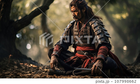 日本の鎧兜姿の侍 107998662