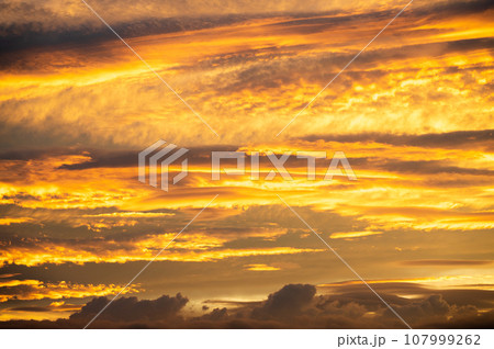 オレンジ色に染まる夕焼け雲 オレンジ色に染まる夕焼け雲 107999262