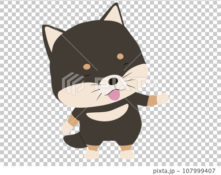 案内する笑顔の黒柴 107999407
